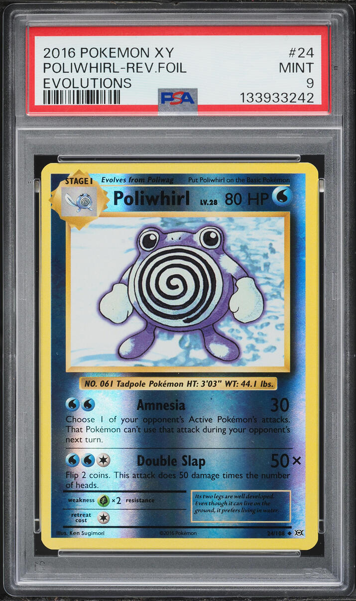 2016 Pokemon XY Evolutions Reverse Holo Poliwhirl #24 PSA 9 MINT