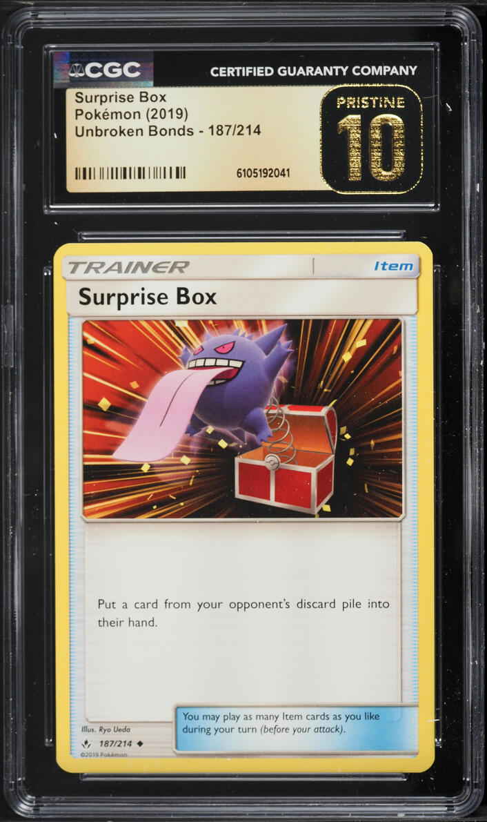 2019 Pokemon Sun & Moon Unbroken Bonds Surprise Box #187 CGC 10 PRISTINE