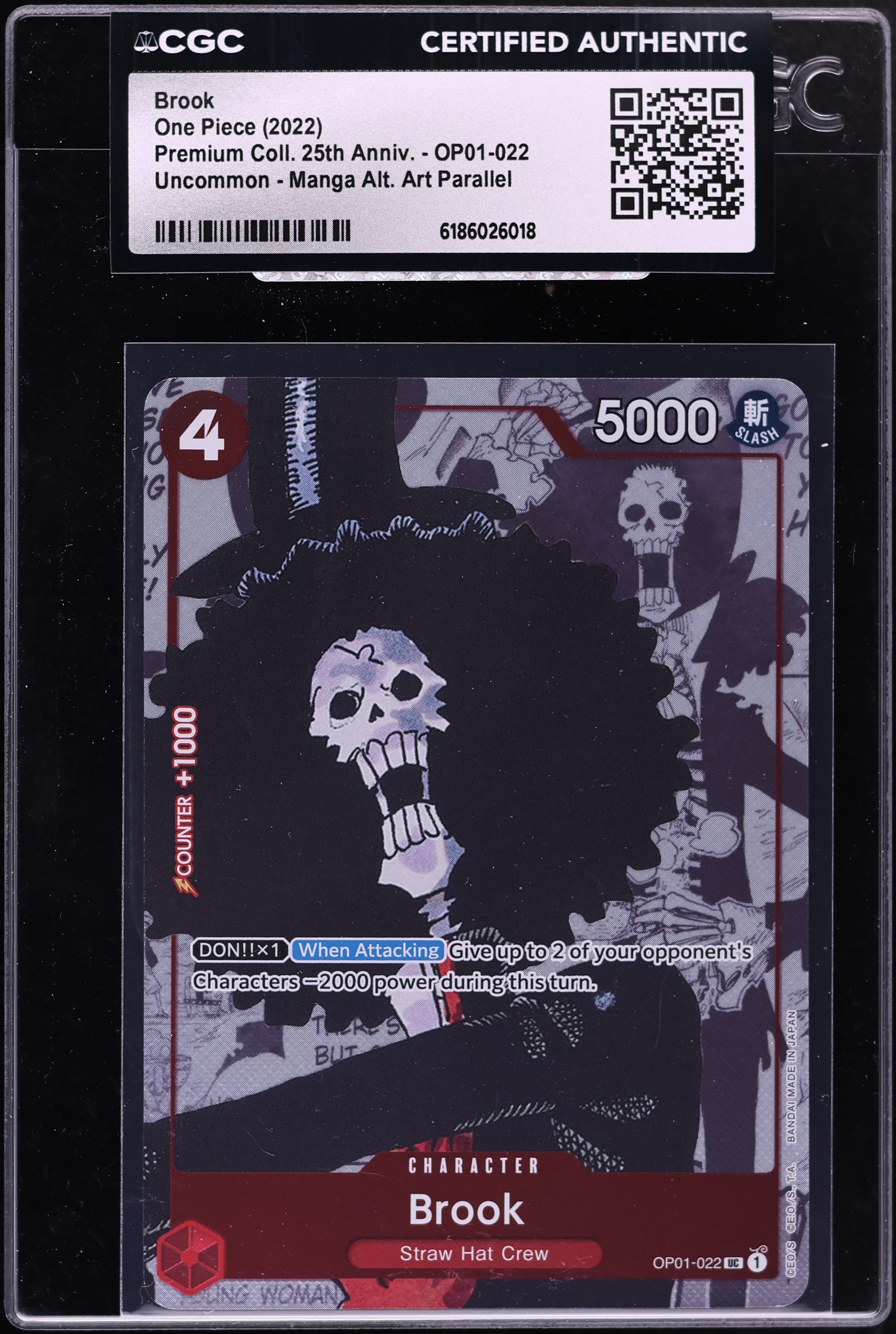 2022 One Piece Premium Collection 25th Anniversary Manga Art Brook #OP01-022 CGC AUTH