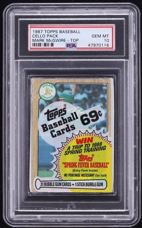 1987 Topps Cello Pack Mark McGwire ROOKIE, TOP PSA 10 GEM MINT