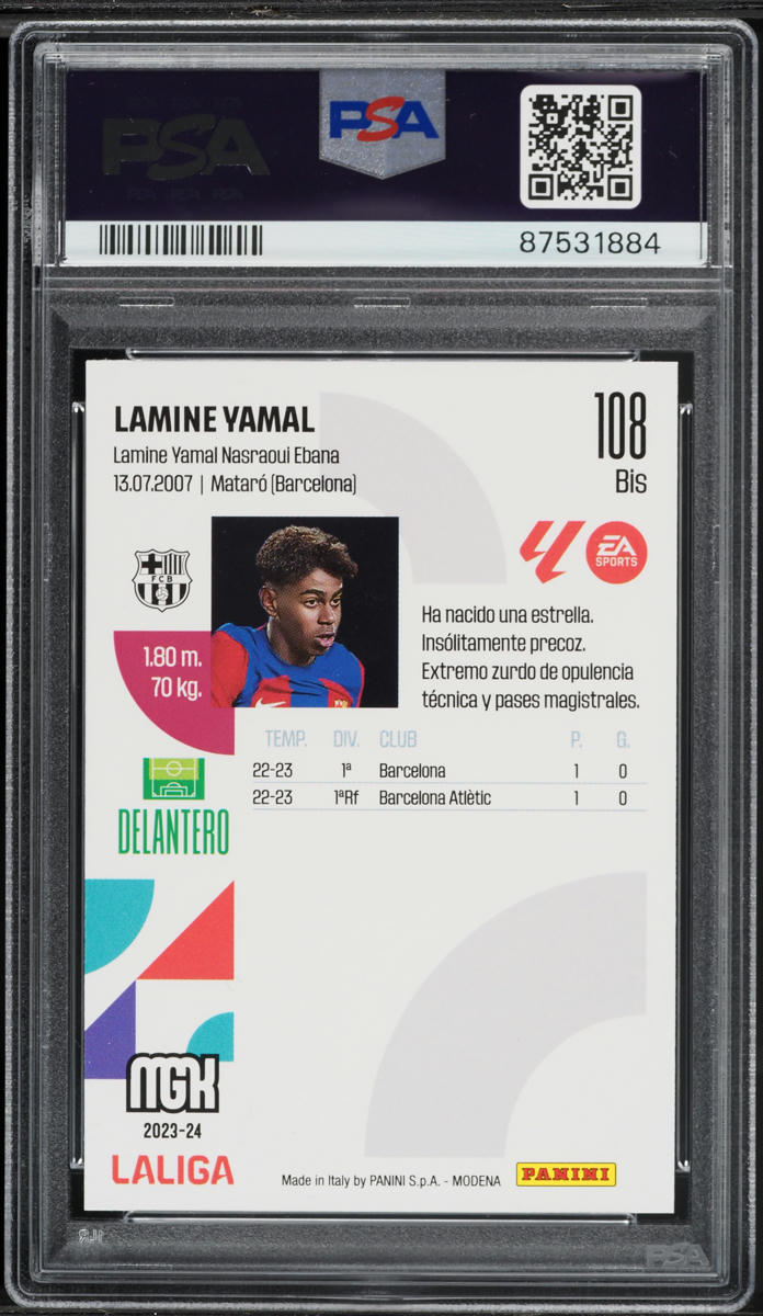 2023 Panini Megacracks La Liga EA Sports Lamine Yamal ROOKIE #108BIS PSA 9 MINT