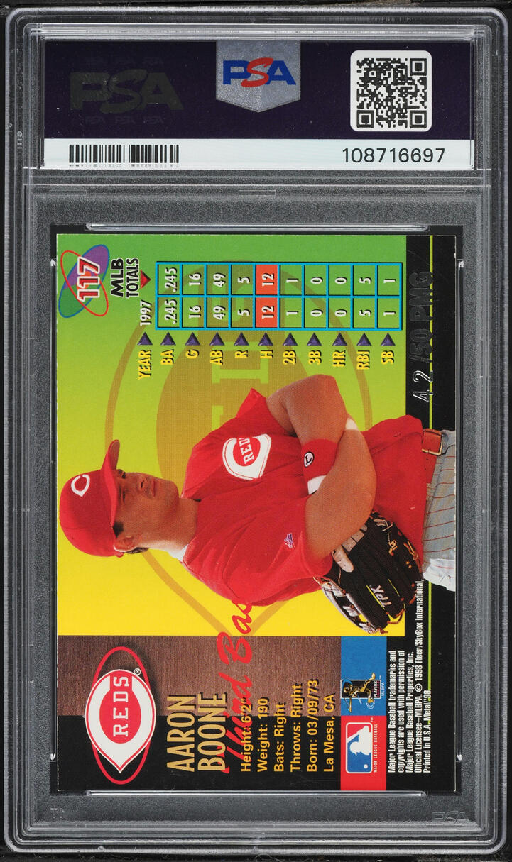 1998 Metal Universe Precious Metal Gems PMG Aaron Boone /50 #117 PSA 7 NRMT