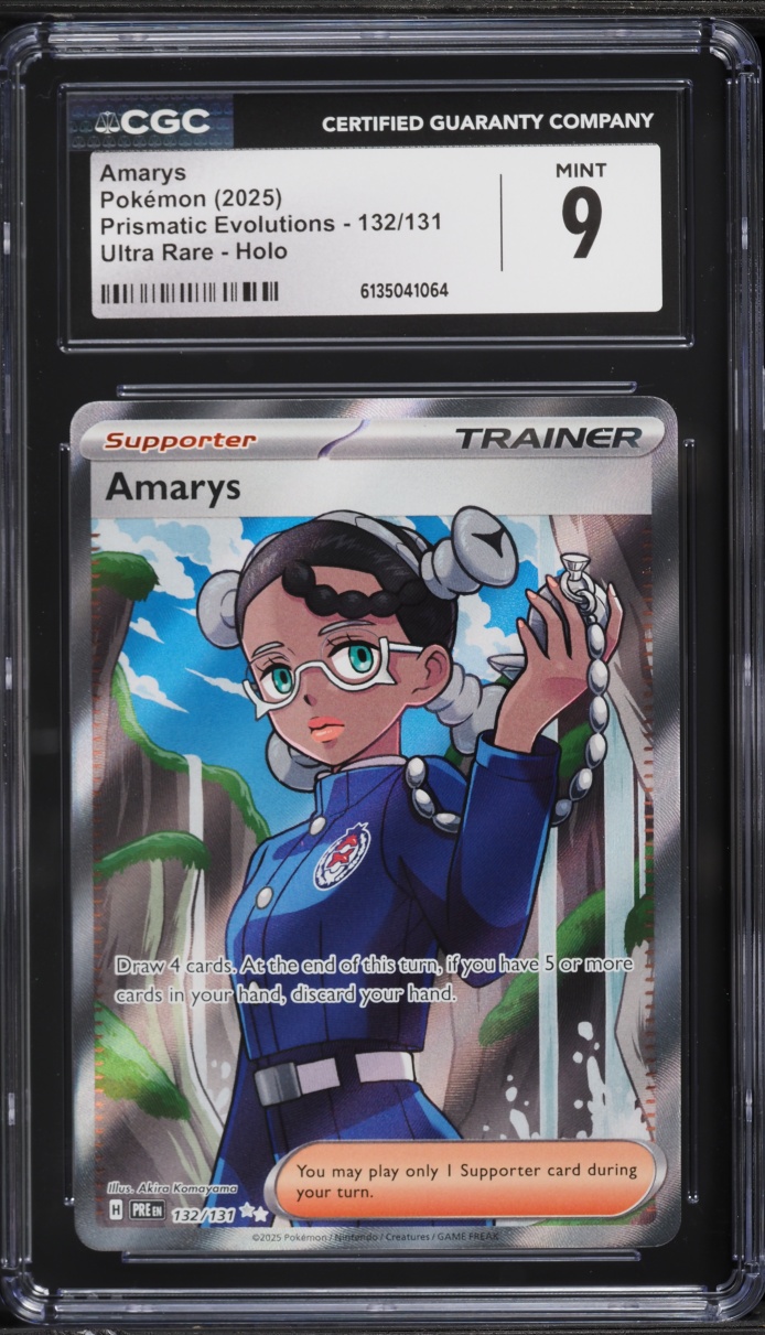 2025 Pokemon Scarlet & Violet Prismatic Evolutions Full Art Amarys #132 CGC 9 MINT