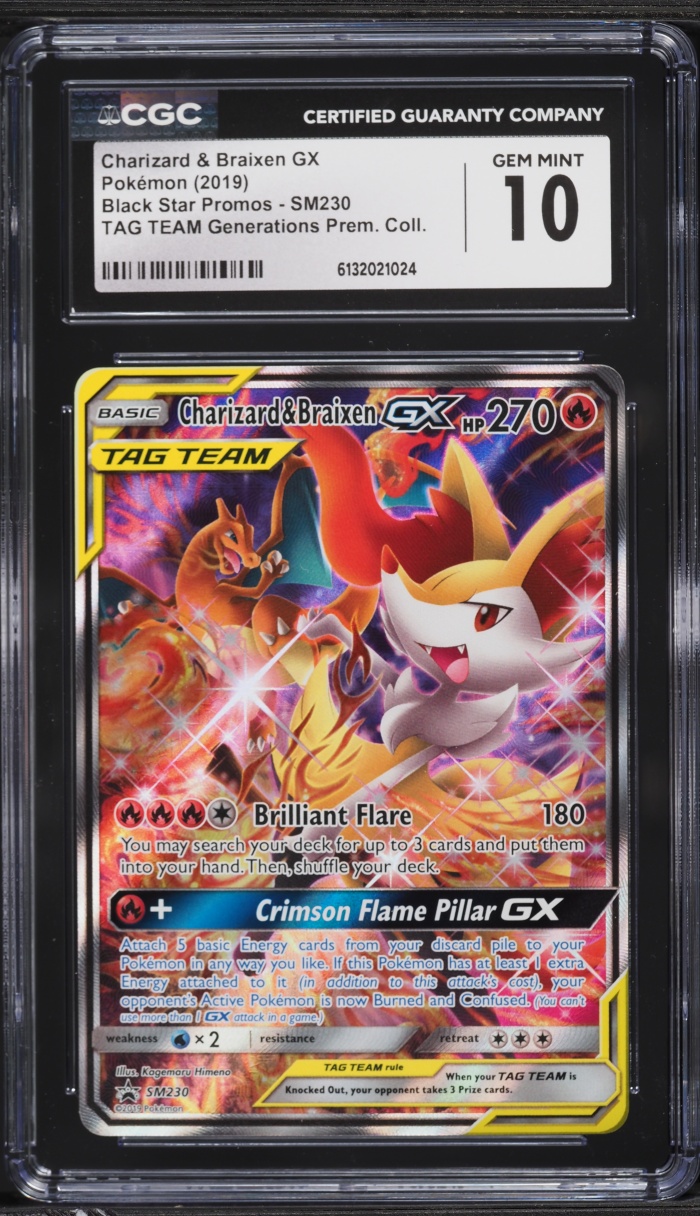 2020 Pokemon SM Promo Team Generations Premium Alt Art Charizard Braixen GX #230 CGC 10