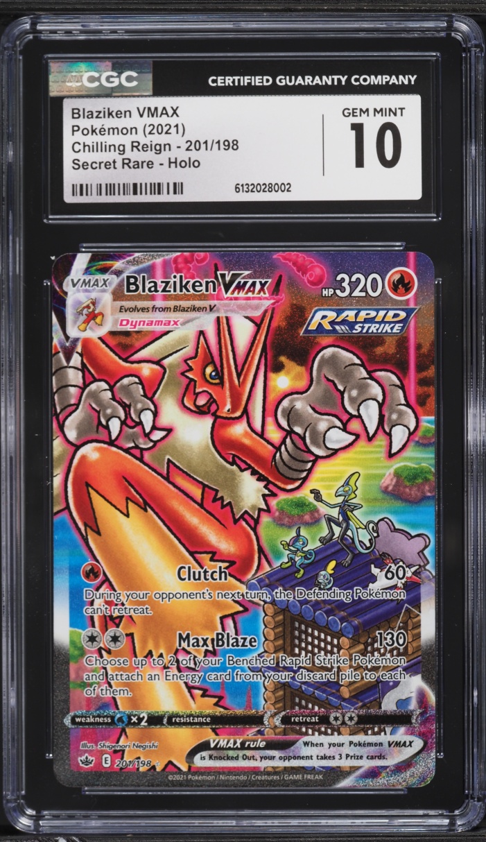 2021 Pokemon Sword & Shield Chilling Reign Full Art Blaziken VMAX #201 CGC 10 GEM MINT
