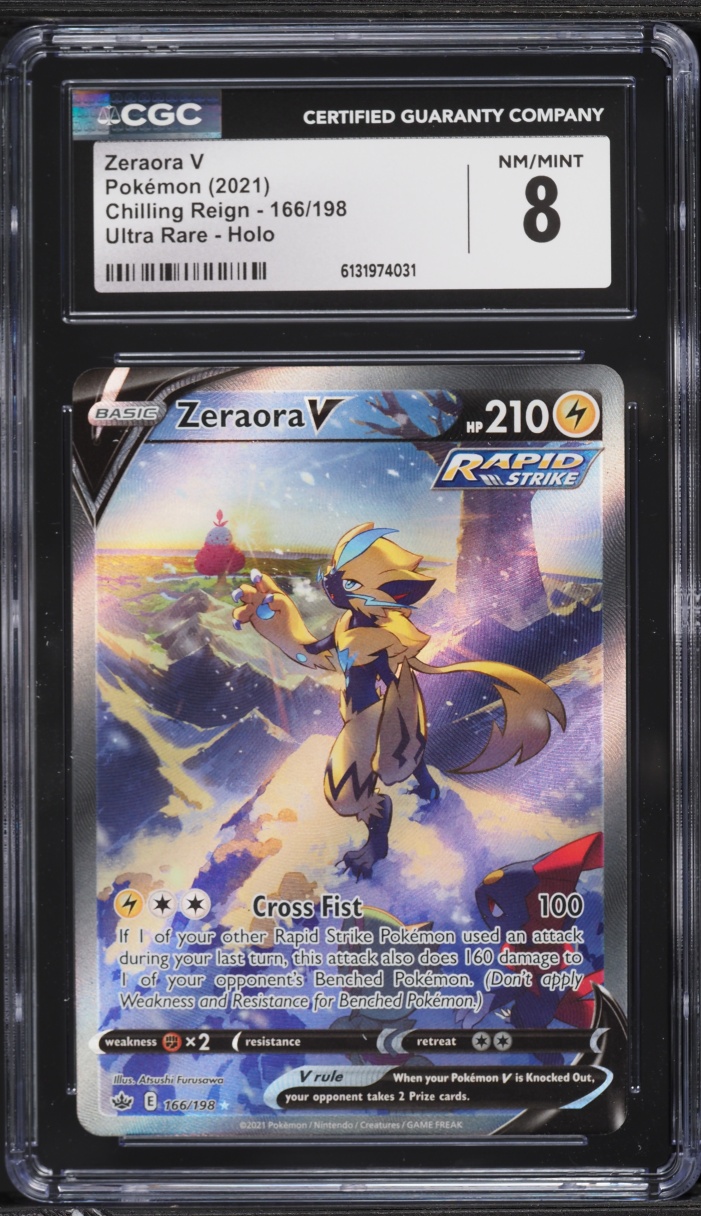 2021 Pokemon Sword & Shield Chilling Reign Alt Art Zeraora V #166 CGC 8 NM-MT