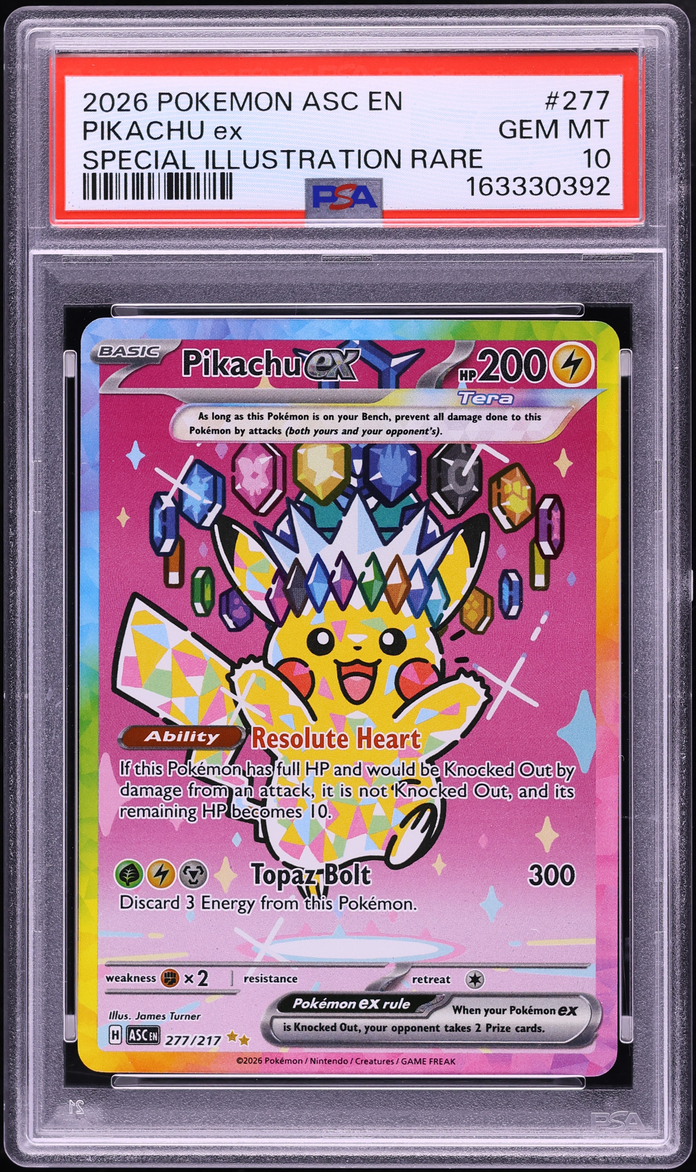 2026 Pokemon Mega Evolution Ascended Heroes SIR Pikachu Ex #277 PSA 10 GEM MINT