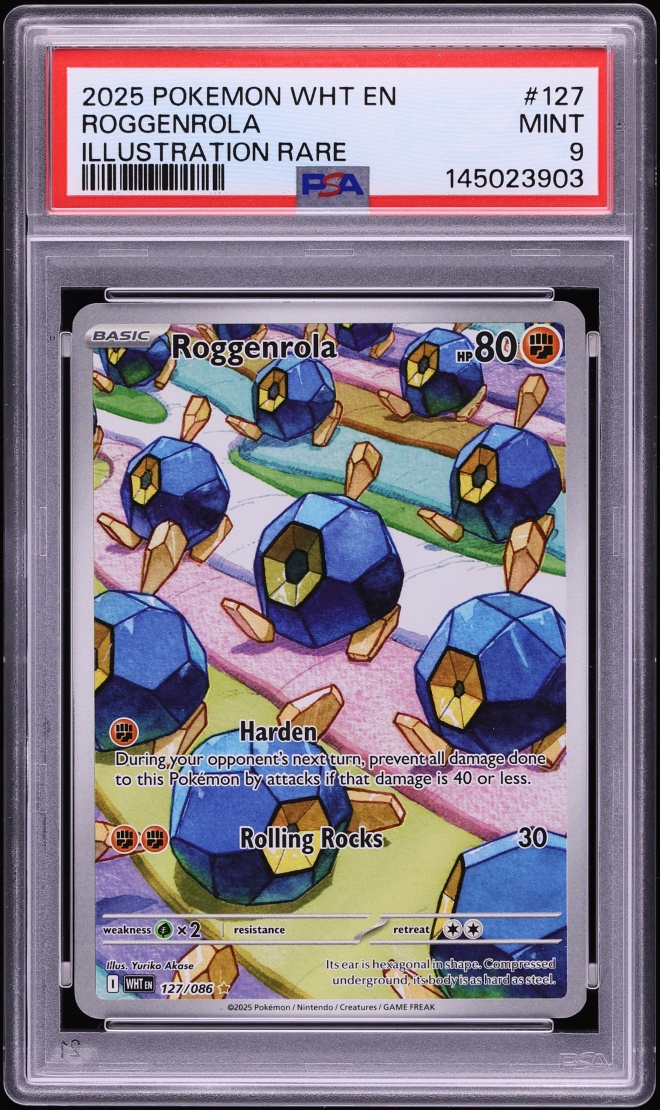 2025 Pokemon Scarlet & Violet White Flare IR Roggenrola #127 PSA 9 MINT