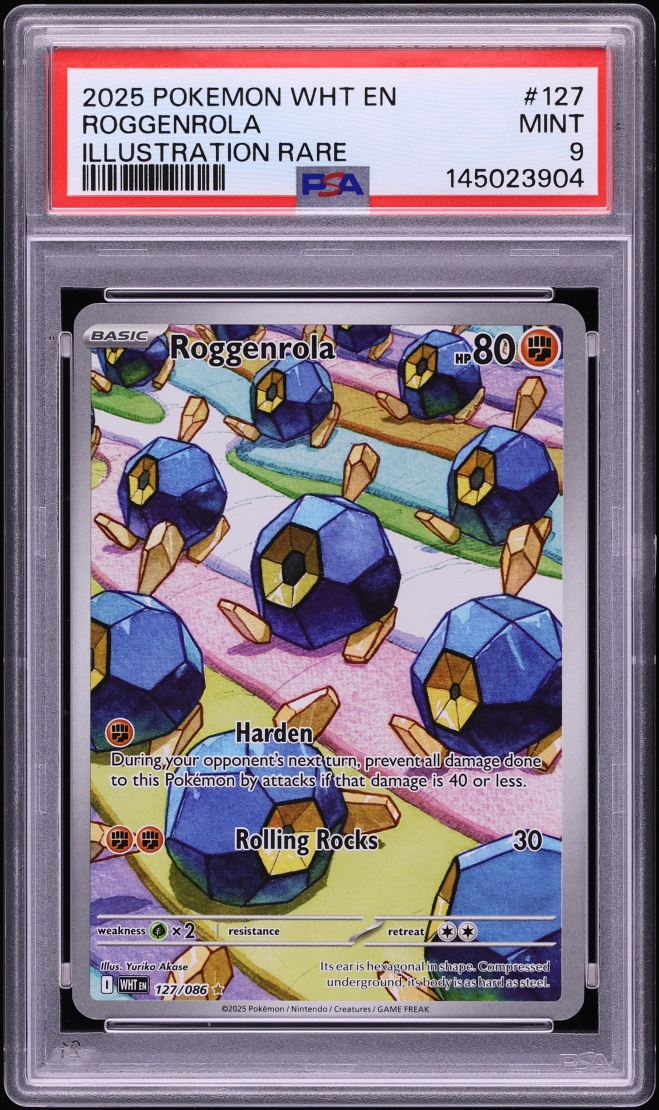 2025 Pokemon Scarlet & Violet White Flare IR Roggenrola #127 PSA 9 MINT
