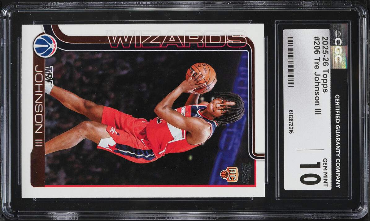 2025 Topps Basketball Tre Johnson III ROOKIE #206 CGC 10 GEM MINT