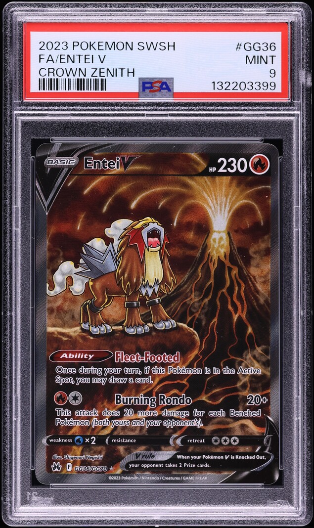 2023 Pokemon Sword & Shield Crown Zenith Alt Art Entei V #GG36 PSA 9 MINT