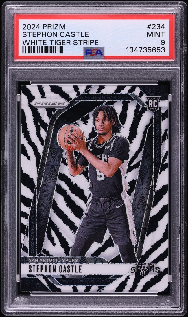 2024 Panini Prizm White Tiger Stripe Stephon Castle ROOKIE #234 PSA 9 MINT