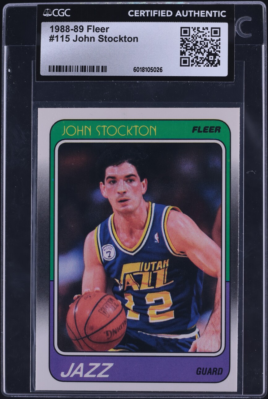 1988 Fleer Basketball John Stockton ROOKIE #115 CGC AUTH