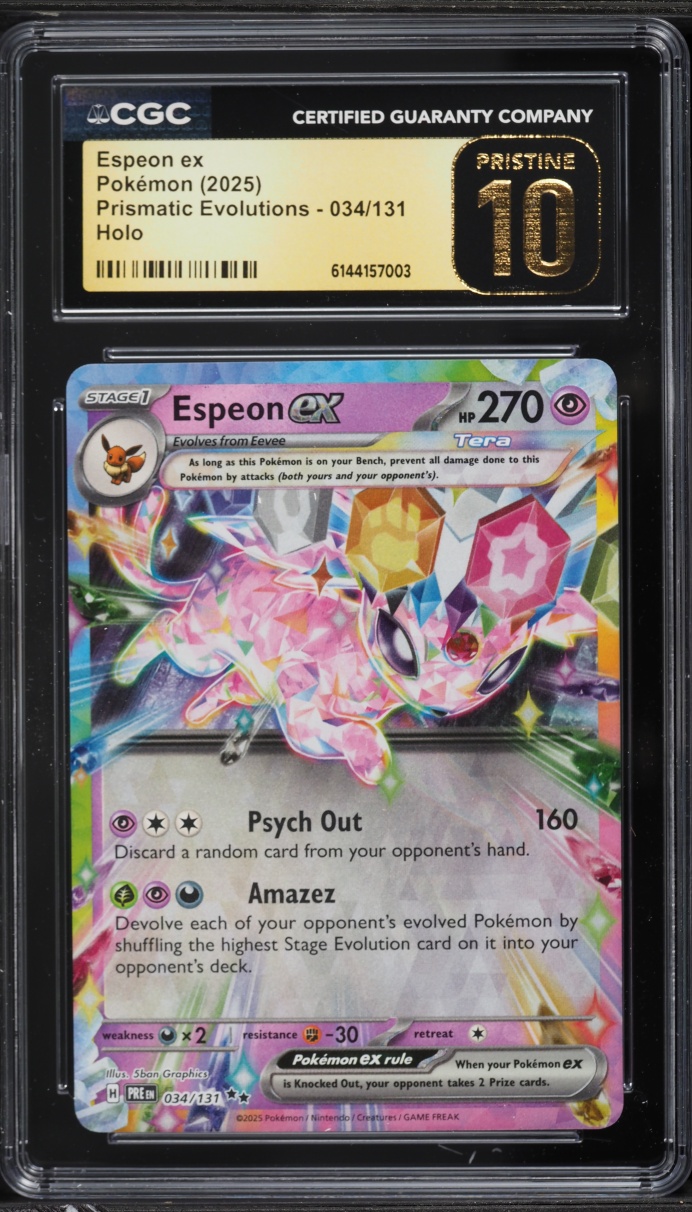 2025 Pokemon Scarlet & Violet Prismatic Evolutions Holo Espeon EX #34 CGC 10 PRISTINE