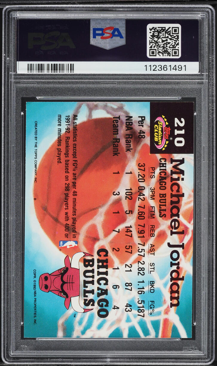 1992 Stadium Club Members Choice Michael Jordan #210 PSA 5 EX