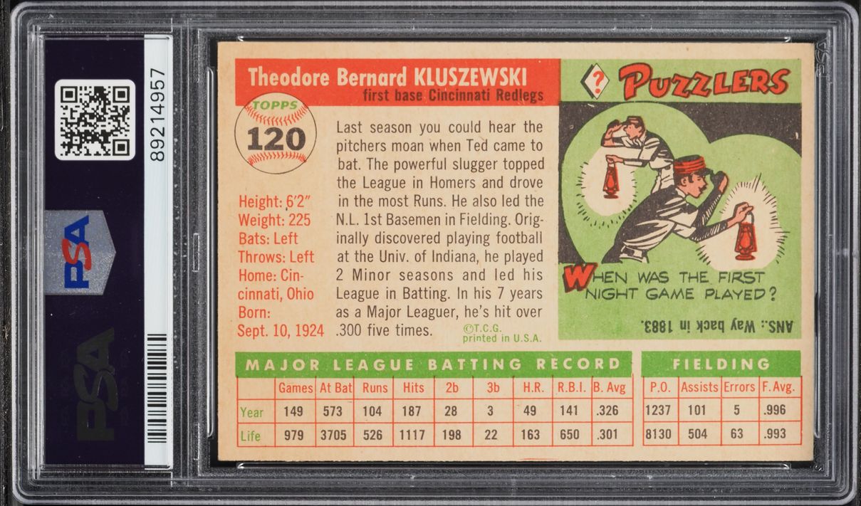 1955 Topps Ted Kluszewski #120 PSA 6 EXMT