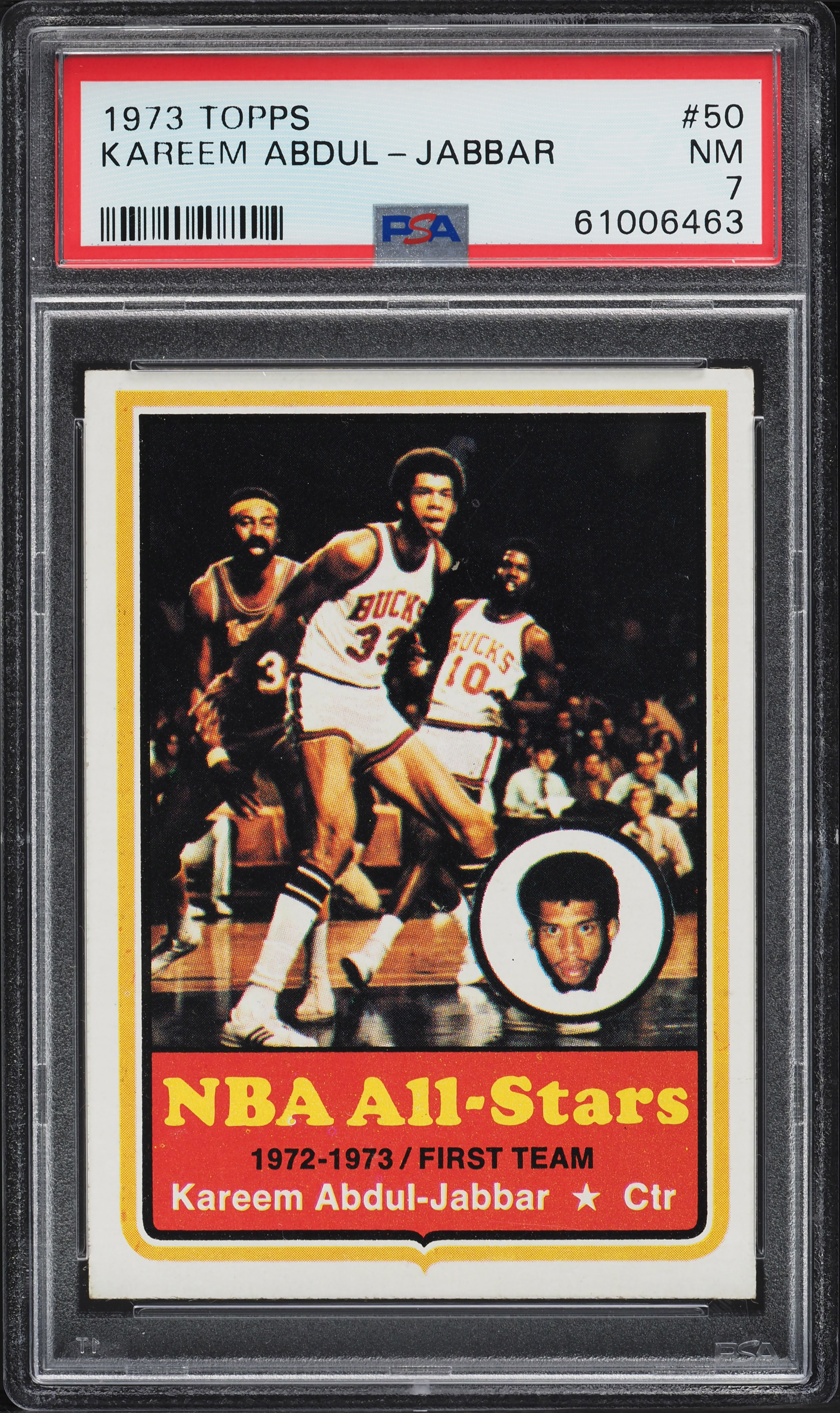 1973 Topps Basketball Kareem Abdul-Jabbar ALL-STAR #50 PSA 7
