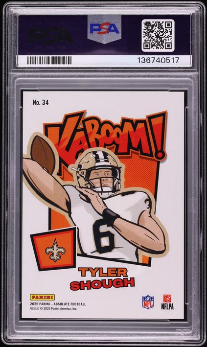 2025 Absolute Kaboom! Vertical Green Tyler Shough ROOKIE 1/1 #34 PSA 9 MINT