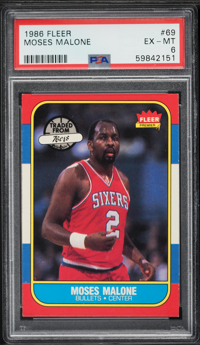 1986 Fleer Basketball Moses Malone #69 PSA 6 EXMT