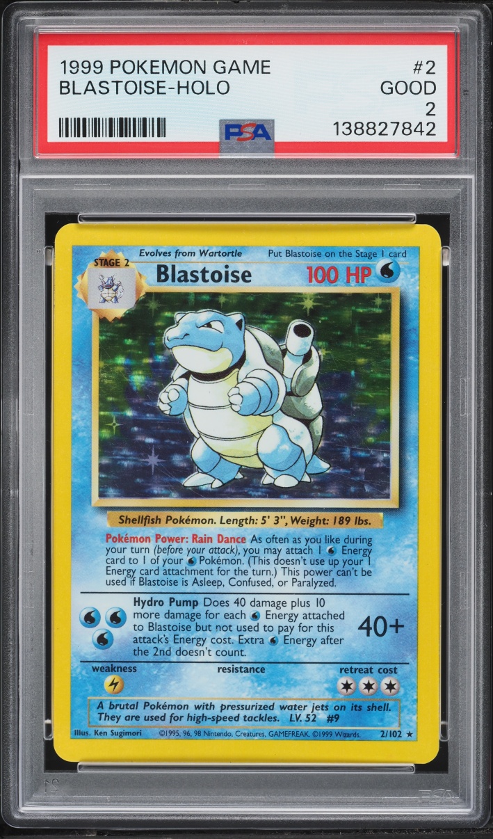 1999 Pokemon Base Set Holo Blastoise #2 PSA 2 GD