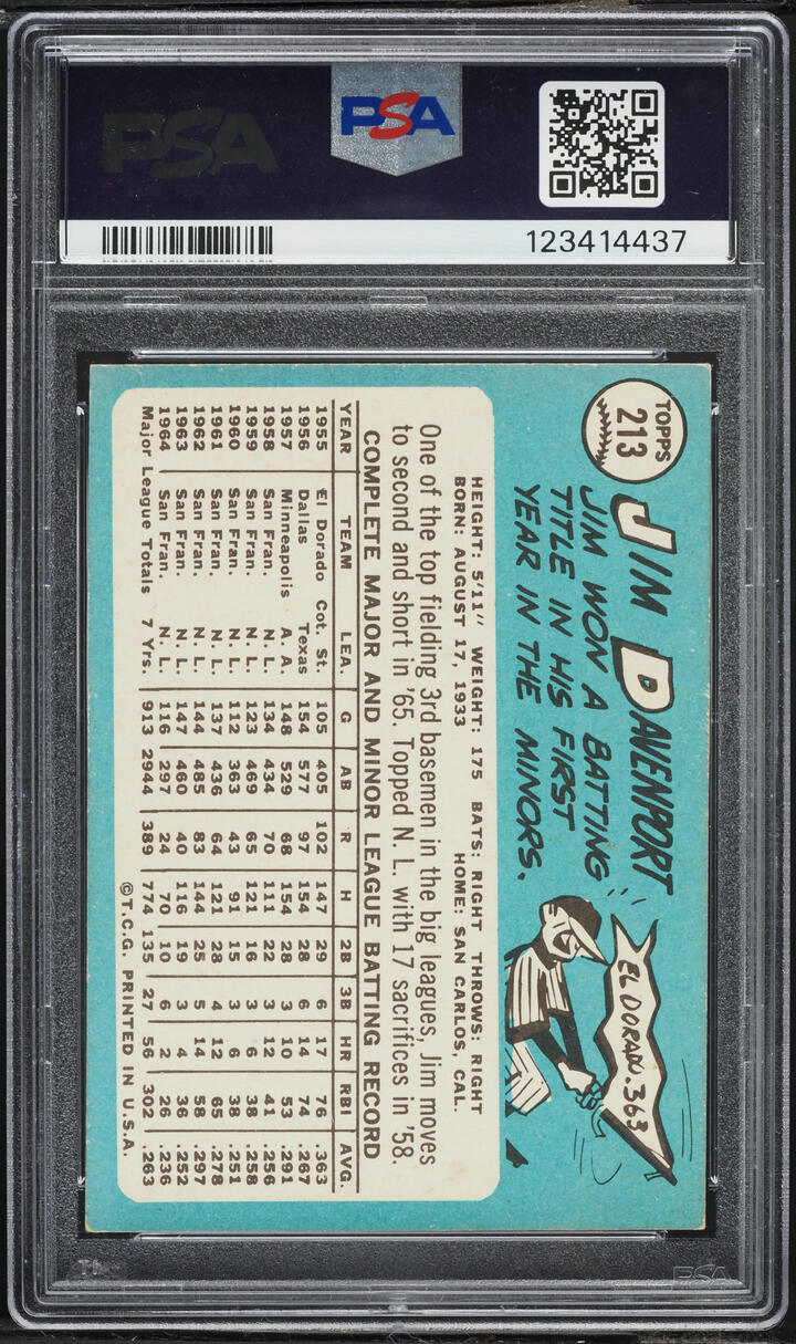1965 Topps Jim Davenport #213 PSA 5 EX