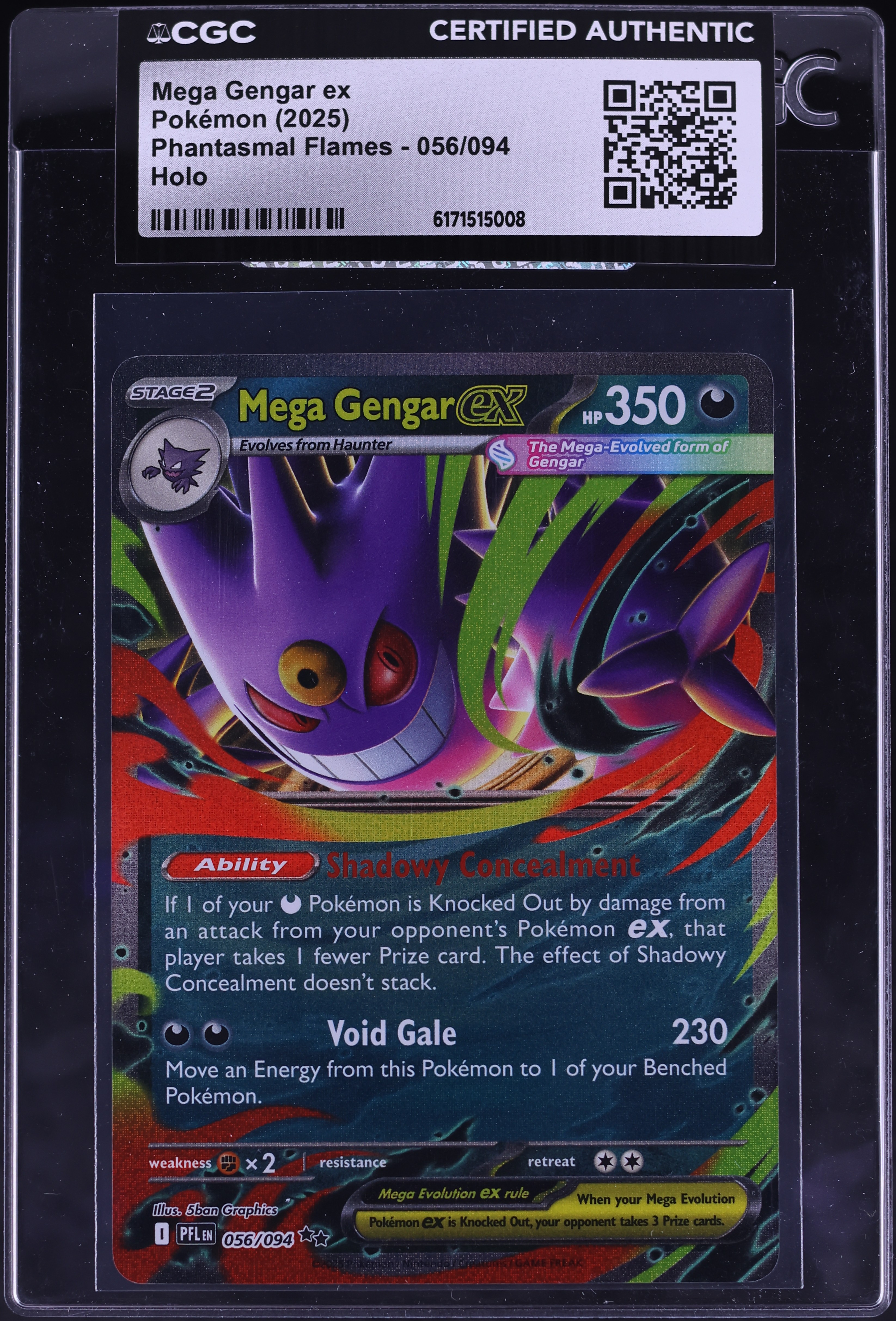 2025 Pokemon Mega Evolution Phantasmal Flames Holo Mega Gengar Ex #56 CGC AUTH