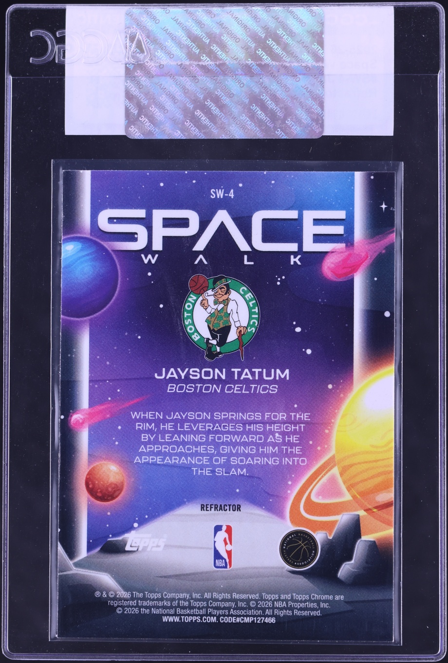 2025 Topps Chrome Cosmic Space Walk Refractor Jayson Tatum #SW-4 CGC AUTH