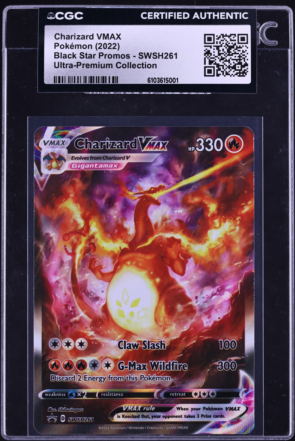 2022 Pokemon Sword & Shield Promo Ultra Premium Alt Art Charizard VMAX #SWSH261 CGC AUTH