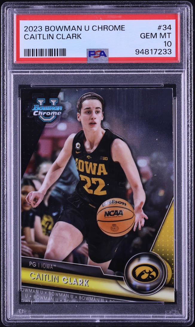 2023 Bowman Chrome University Caitlin Clark #34 PSA 10 GEM MINT