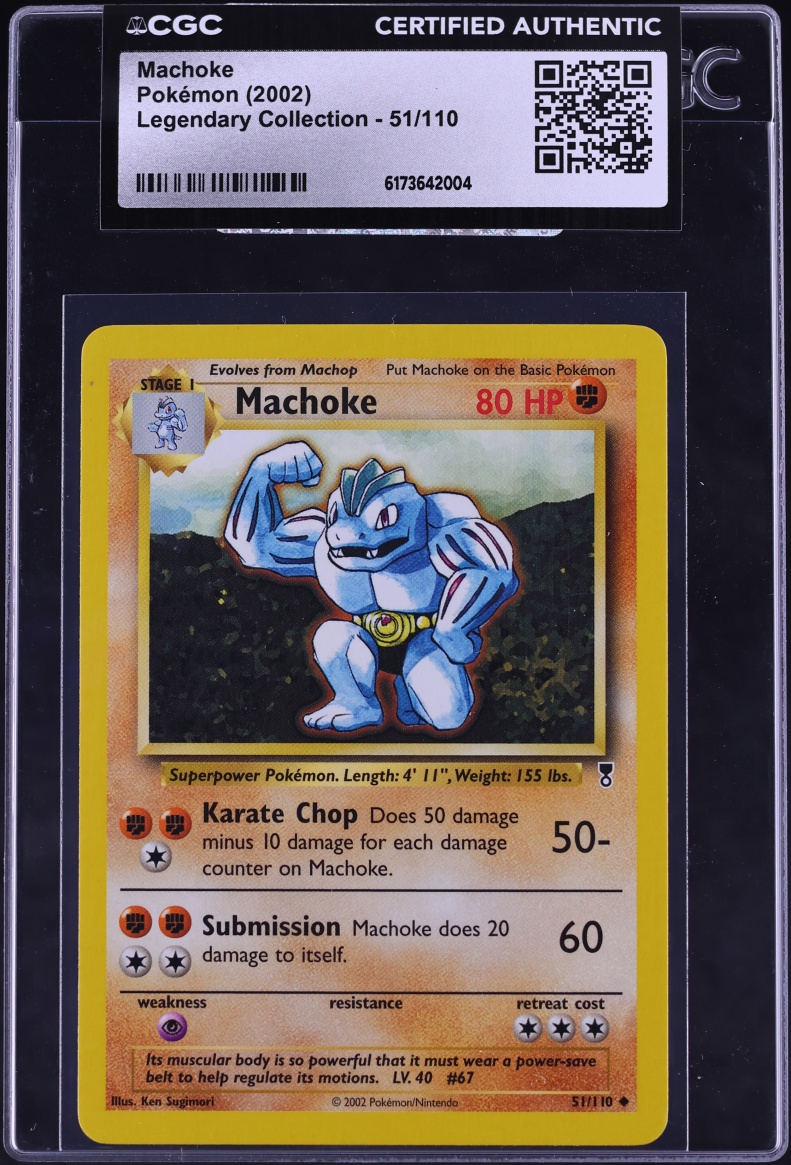 2002 Pokemon Legendary Collection Machoke #51 CGC AUTH