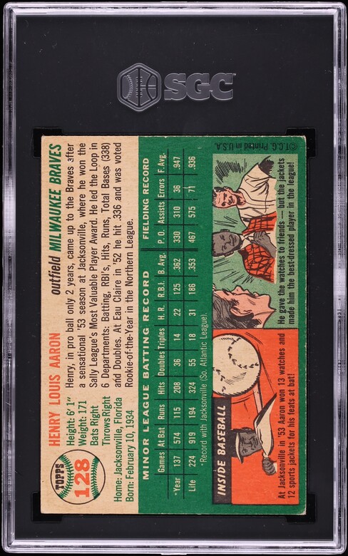 1954 Topps Hank Aaron ROOKIE #128 SGC 5.5 EX+