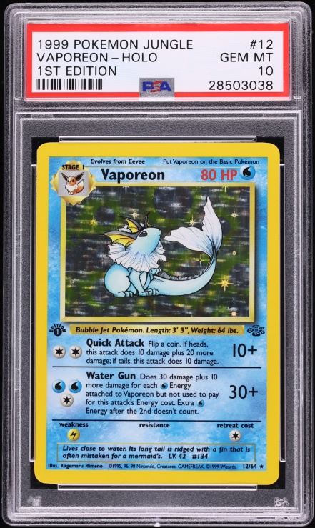 1999 Pokemon Jungle 1st Edition Holo Vaporeon #12 PSA 10 GEM MINT