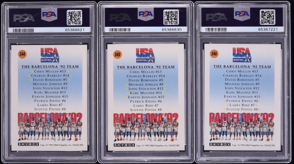 Lot(3) 1991 Skybox Basketball Team USA w/ Michael Jordan #544-546 ALL PSA 10 GEM MINT