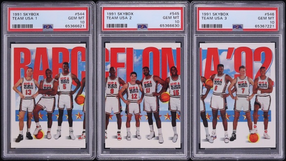 Lot(3) 1991 Skybox Basketball Team USA w/ Michael Jordan #544-546 ALL PSA 10 GEM MINT