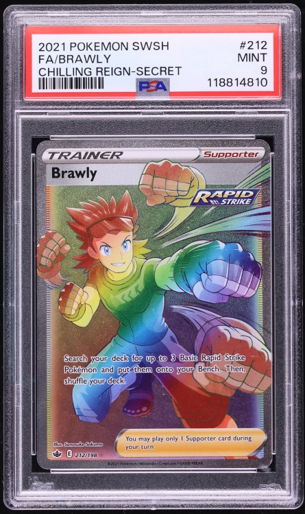 2021 Pokemon Sword & Shield Chilling Reign Rainbow Rare Brawly #212 PSA 9 MINT