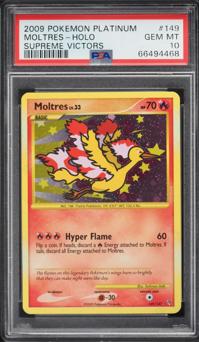 2009 Pokemon Platinum Supreme Victors Holo Moltres #149 PSA 10 GEM MINT
