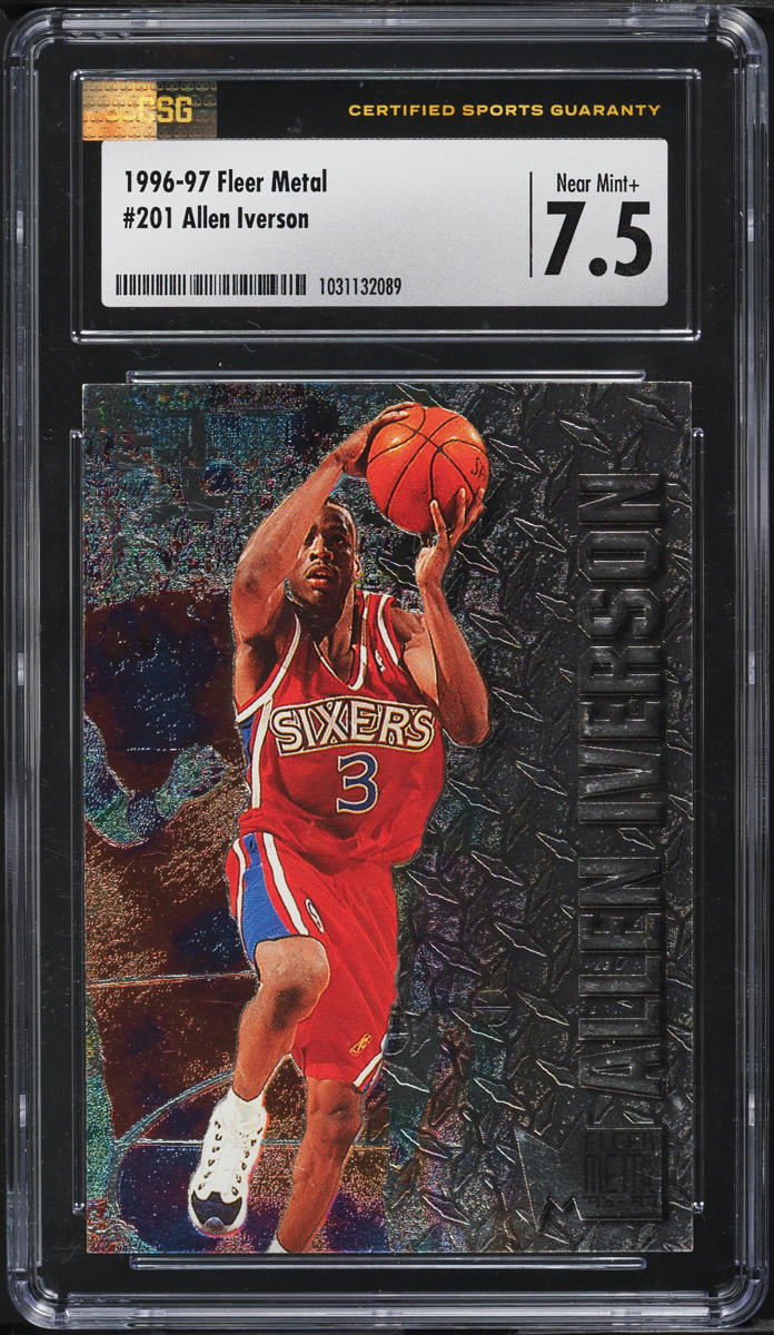 1996 Metal Basketball Allen Iverson ROOKIE #201 CSG 7.5 NRMT+