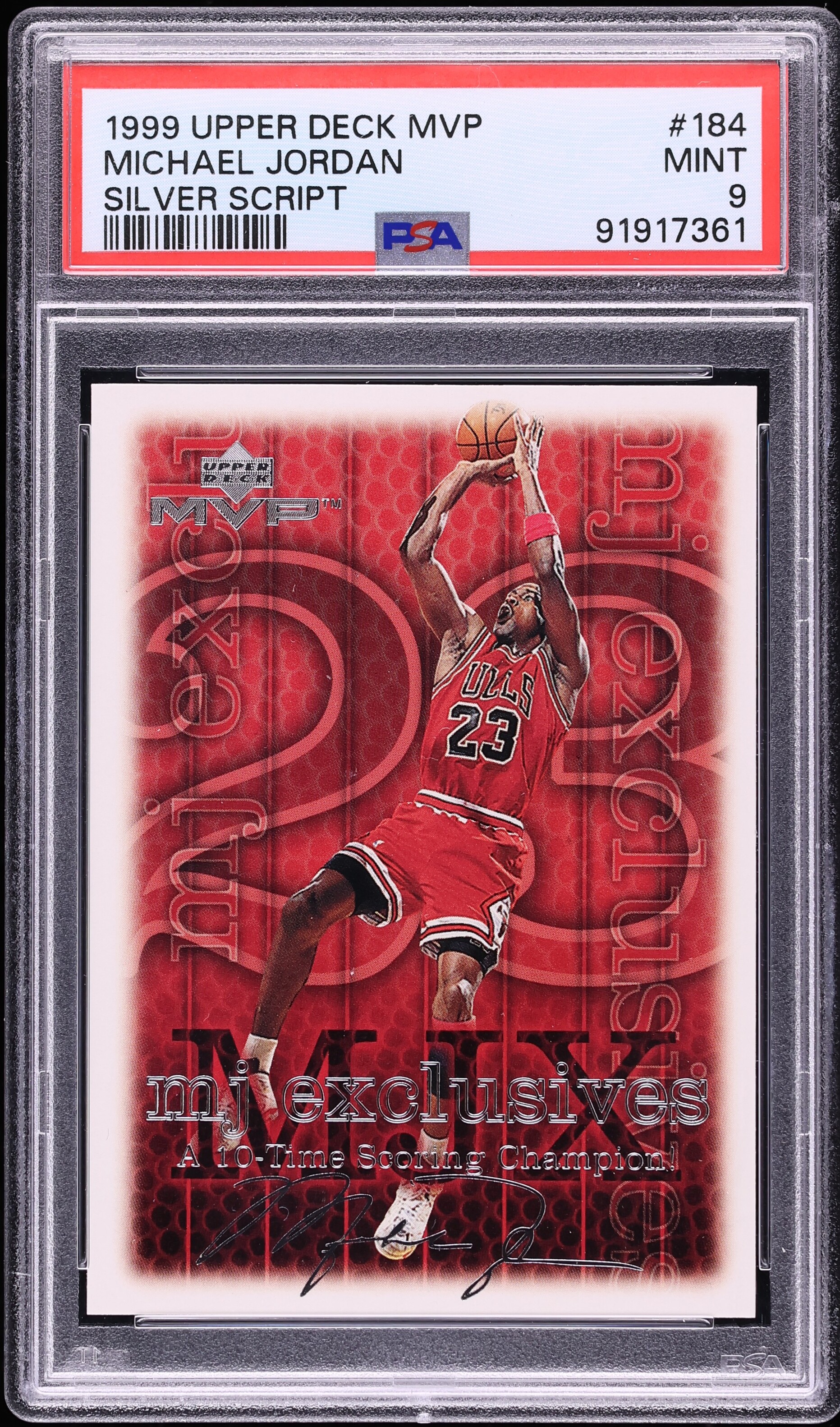1999 Upper Deck MVP Silver Script Michael Jordan #184 PSA 9 MINT