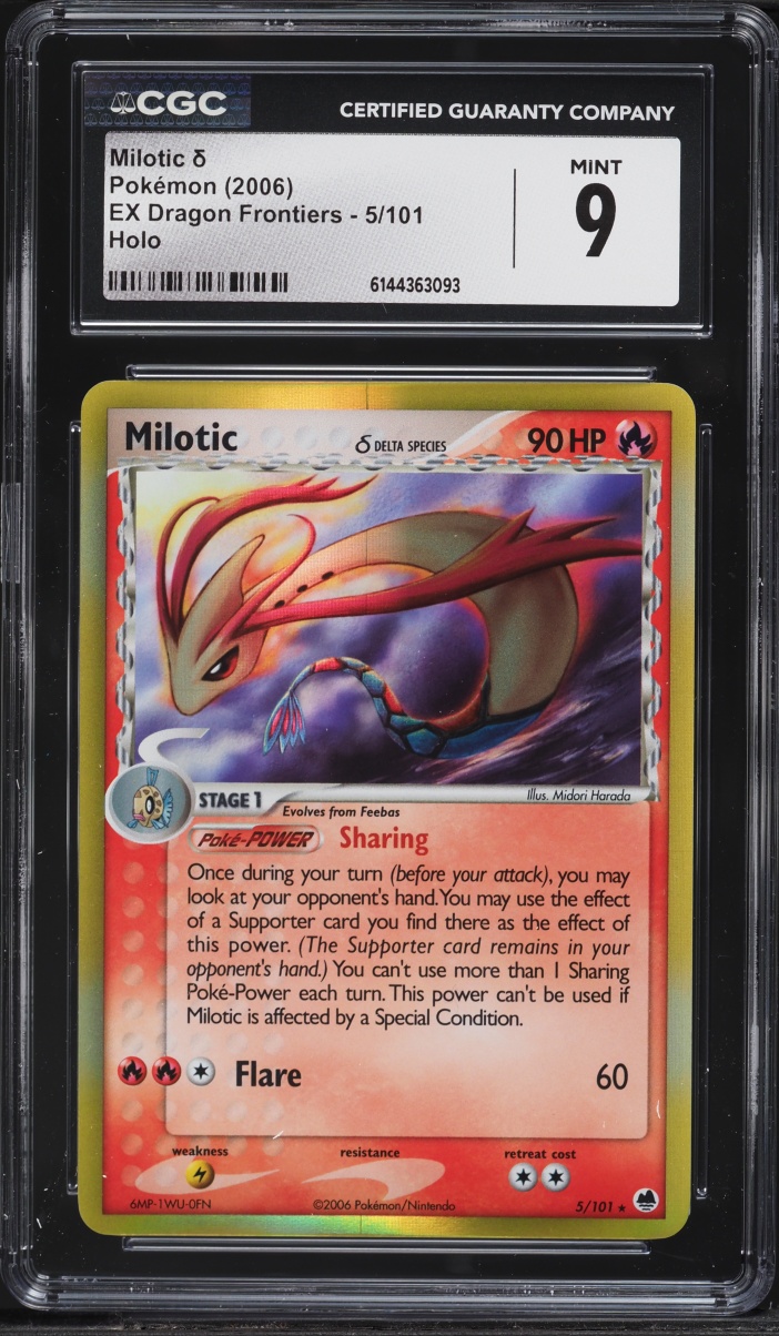 2006 Pokemon EX Dragon Frontiers Holo Milotic #5 CGC 9 MINT
