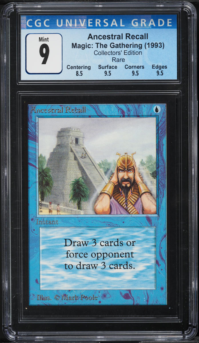 1993 Magic The Gathering MTG Collectors' Edition Ancestral Recall CGC 9 MINT