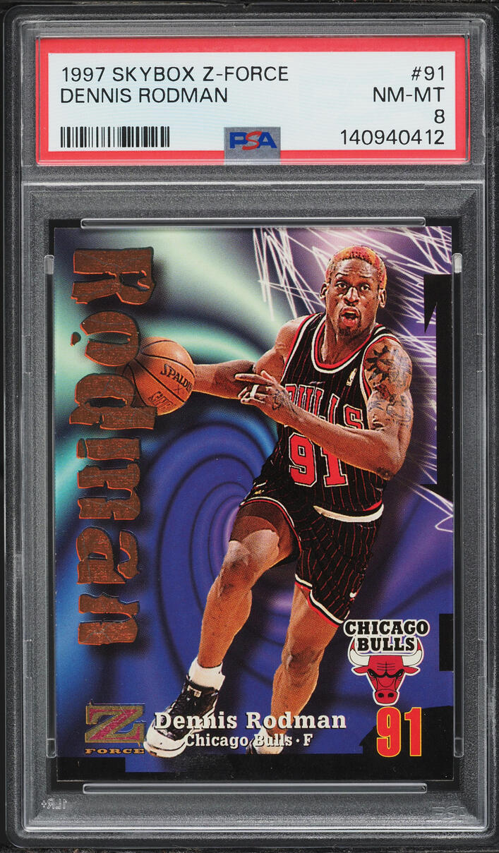 1997 Skybox Z-Force Dennis Rodman #91 PSA 8 NM-MT