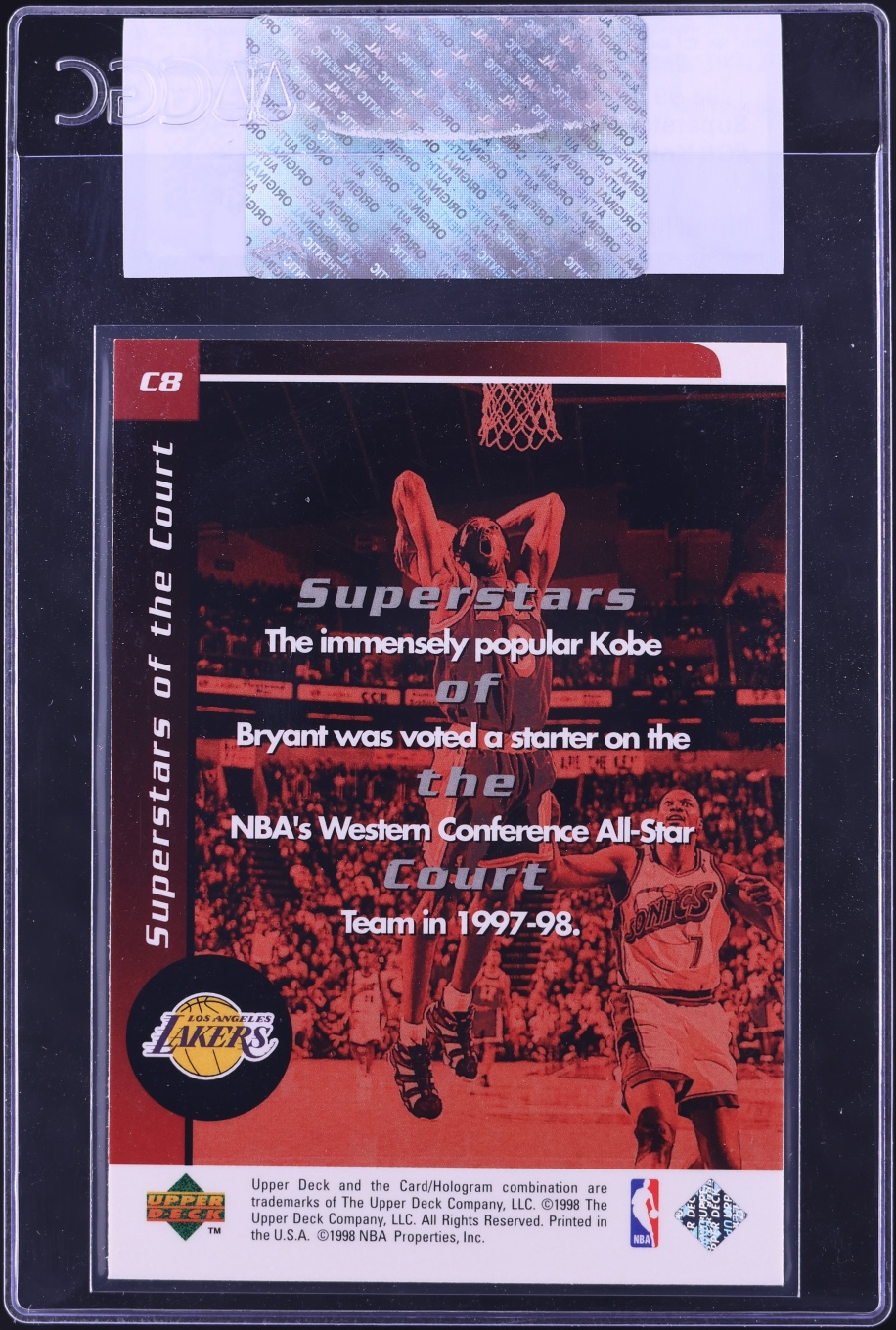 1998 Upper Deck Ovation Superstars Of The Court Kobe Bryant #C8 CGC AUTH