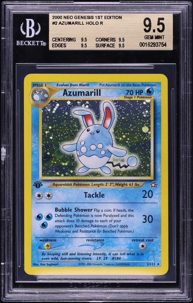 2000 Pokemon Neo Genesis 1st Edition Holo Azumarill #2 BGS 9.5 GEM MINT