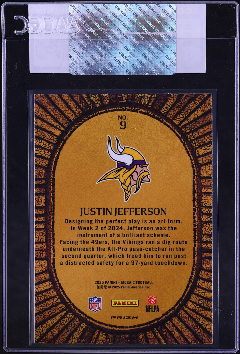 2025 Panini Mosaic Micro Justin Jefferson #9 CGC AUTH