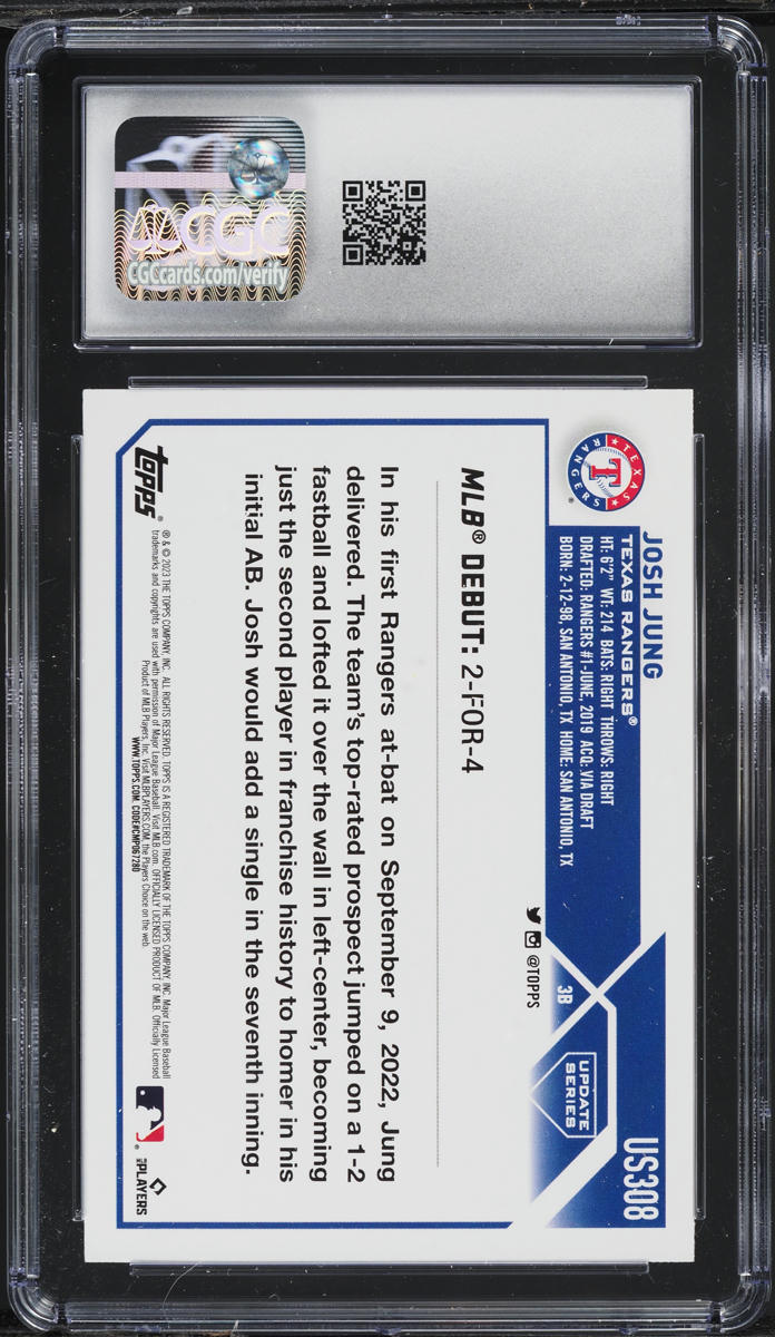 2023 Topps Update Josh Jung ROOKIE #US308 CGC 9 MINT