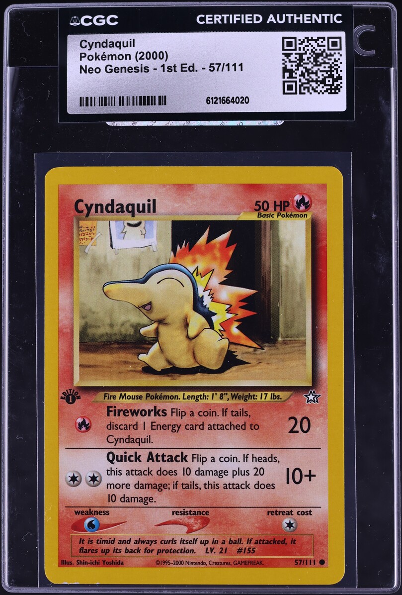 2000 Pokemon Neo Genesis 1st Edition Cyndaquil #57 CGC AUTH