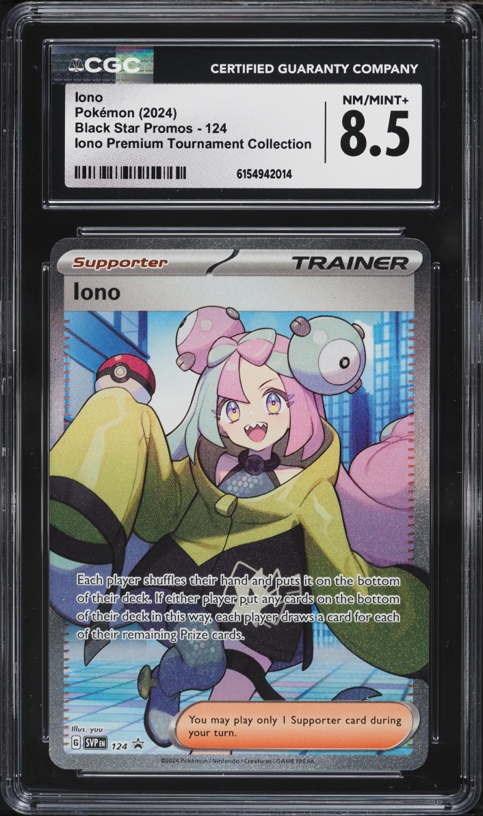 2024 Pokemon Scarlet & Violet Promo Premium Tournament Full Art Iono #124 CGC 8.5 NM-MT+