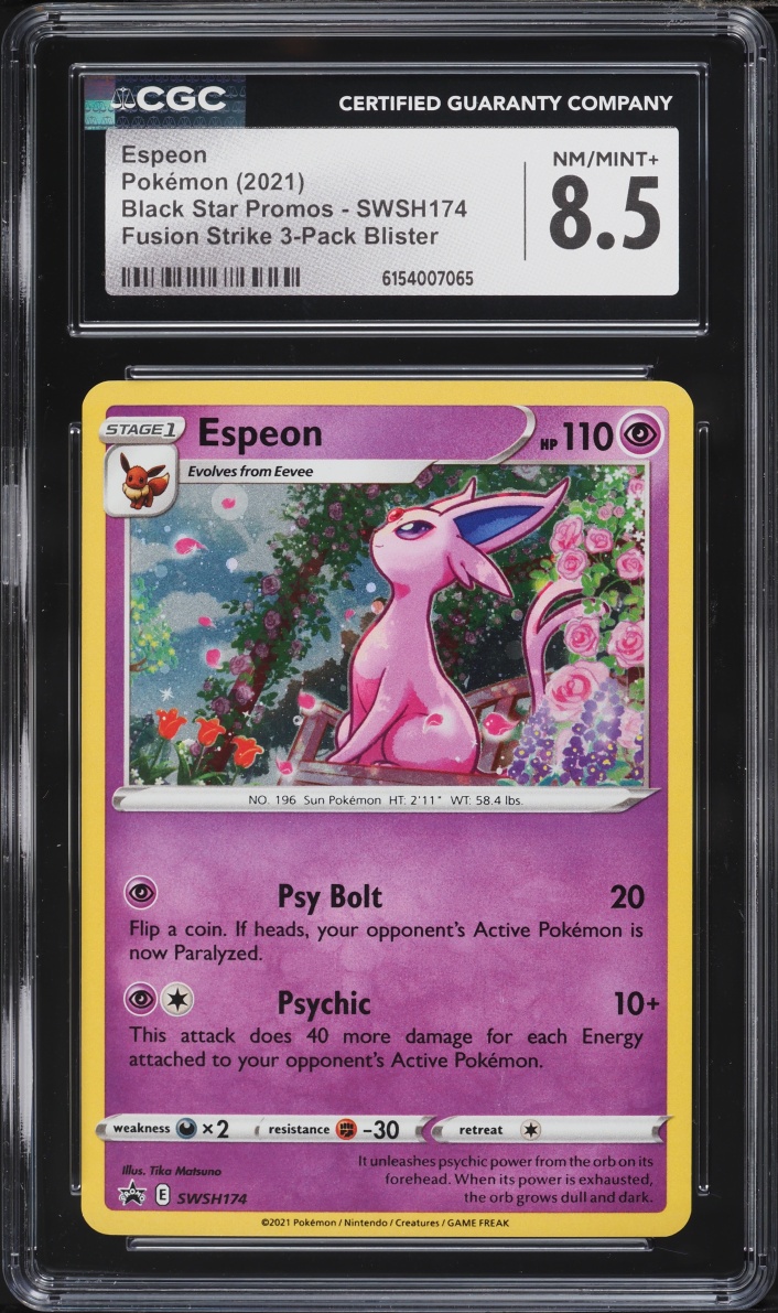 2021 Pokemon Sword & Shield Promo Fusion Strike 3-Pack Holo Espeon #SWSH174 CGC 8.5 NM-MT+
