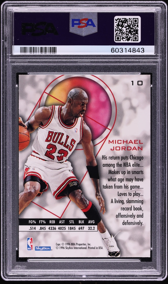 1995 Skybox E-XL Blue Michael Jordan #10 PSA 10 GEM MINT - Photo 2