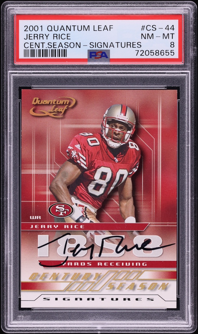 2001 Quantum Leaf Century Season Signatures Jerry Rice AUTO /21 #CS-44 PSA 8 NM-MT - Photo 1